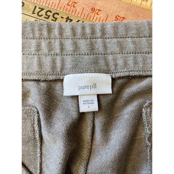 J Jill Pure Pants L Khaki Heathered Joggers Pocket Elastic Waist Comfort Cozy - Picture 4 of 10